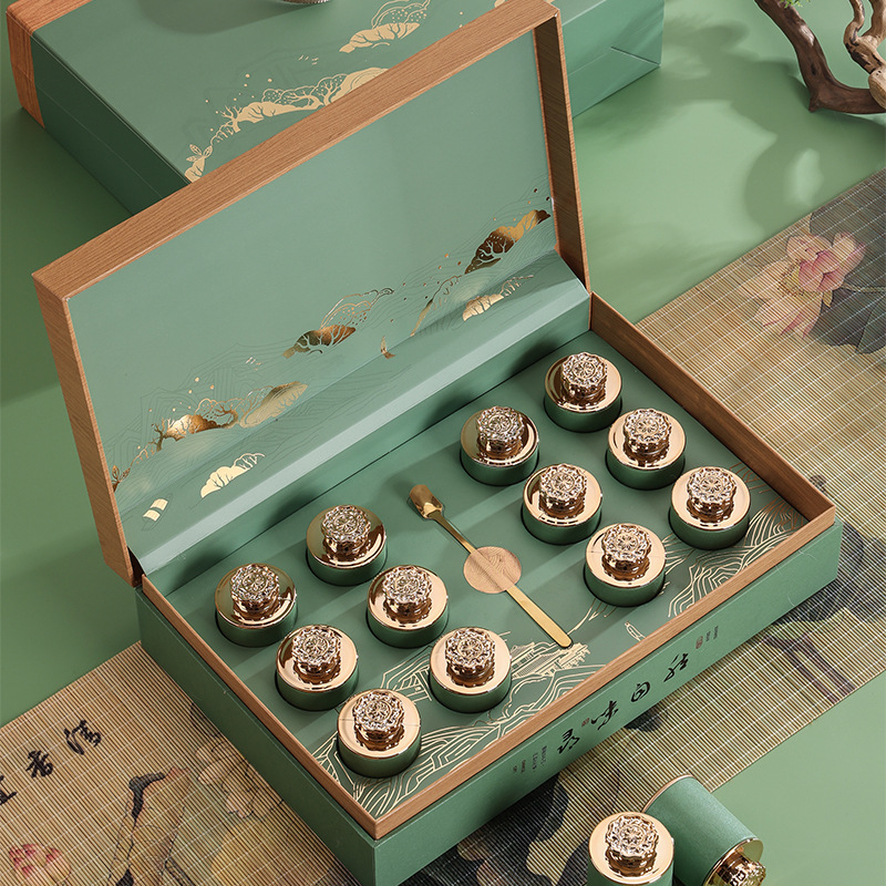 New Green Tea Packaging Box Empty Gift Box Mingqian Longjing Xinyang Maojian Biluochun Small Pot Tea High-grade Tea Box