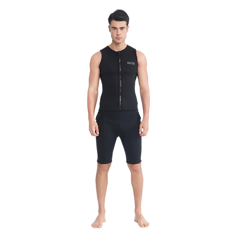 OUZO diving suit 3mm diving vest CR super elastic fleece-lined warm men and women surfing beach sailing technology diving shorts