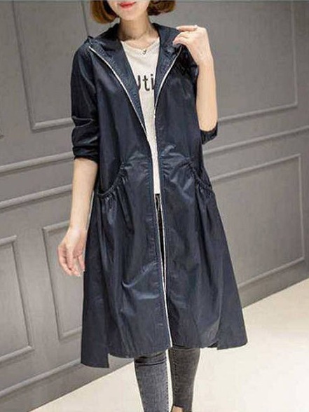 Picture of 2024 New Autum Hooded Mid-Length Over-The-Knee Thin Spring Women's Windbreaker Jacket Loose Large Size Outerwear