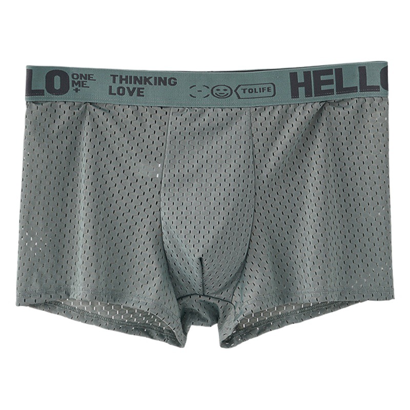 In stock 10W hot mesh Ice Silk men's underwear contrast color ice silk boxers breathable men's boxer shorts