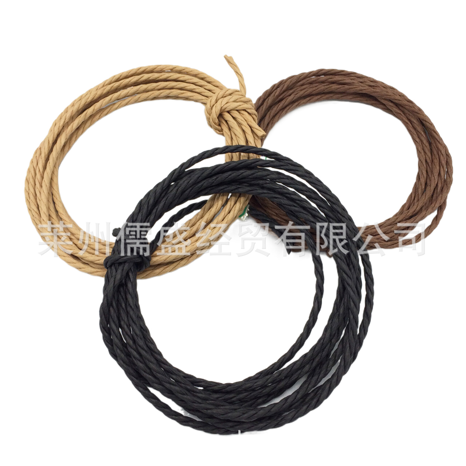 Factory supply 4mm5mm6mm Kraft paper rope black brown three-strand paper rope DIY paper Rattan woven rope paper rope