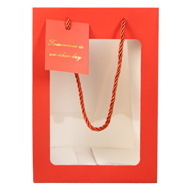 Simple hollow handbag window clothing store High sense shopping paper bag birthday transparent gift bag