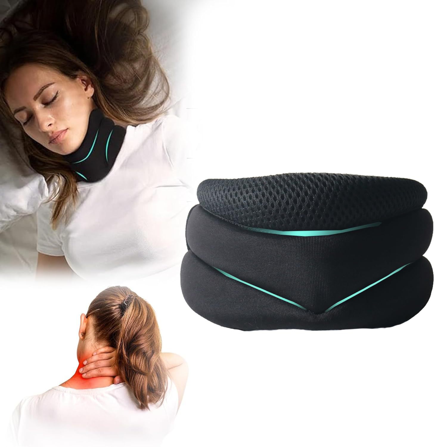Picture of Cross-border three-layer sponge neck protection breathable high-elastic anti-bow forward cervical neck decompression office neck protection collar