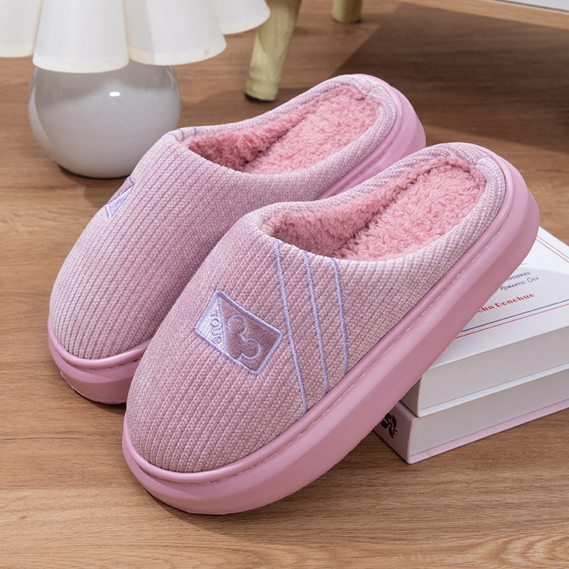 Cotton Slippers Autumn and Winter Warm Thick-Soled Non-Slip Cross-Border Home Indoor Couple Silent Hospitality Home Cotton Slippers Wholesale
