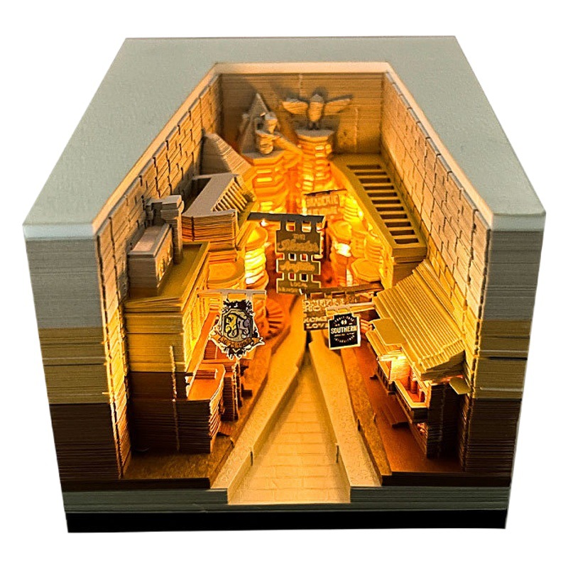 Cross-Border Hot Sale 2026 Paper Carving Calendar Creative Decorative Desktop Ornaments Diagon Alley 3D Stereo Note Pad Customization