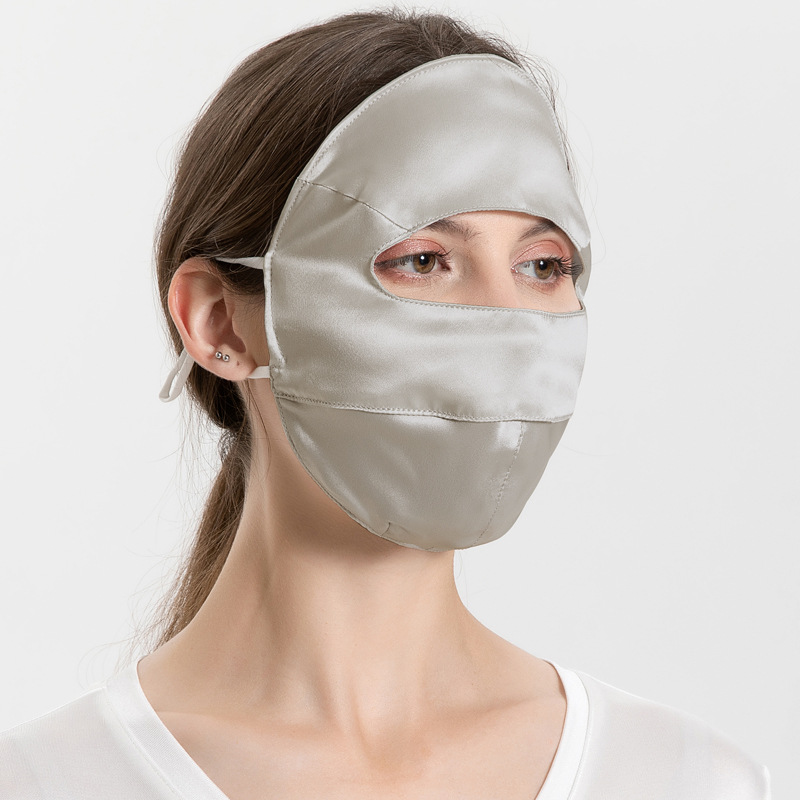 Picture of Silk sun mask sleep breathable full face cover summer UV mask mulberry silk oil smoke-proof veil for women