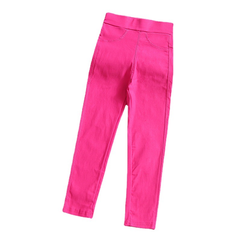 Picture of Girls' Pencil Pants Spring and Summer Thin Candy Color Children's Outer Wear Leggings Big Children's Tight Black Leggings