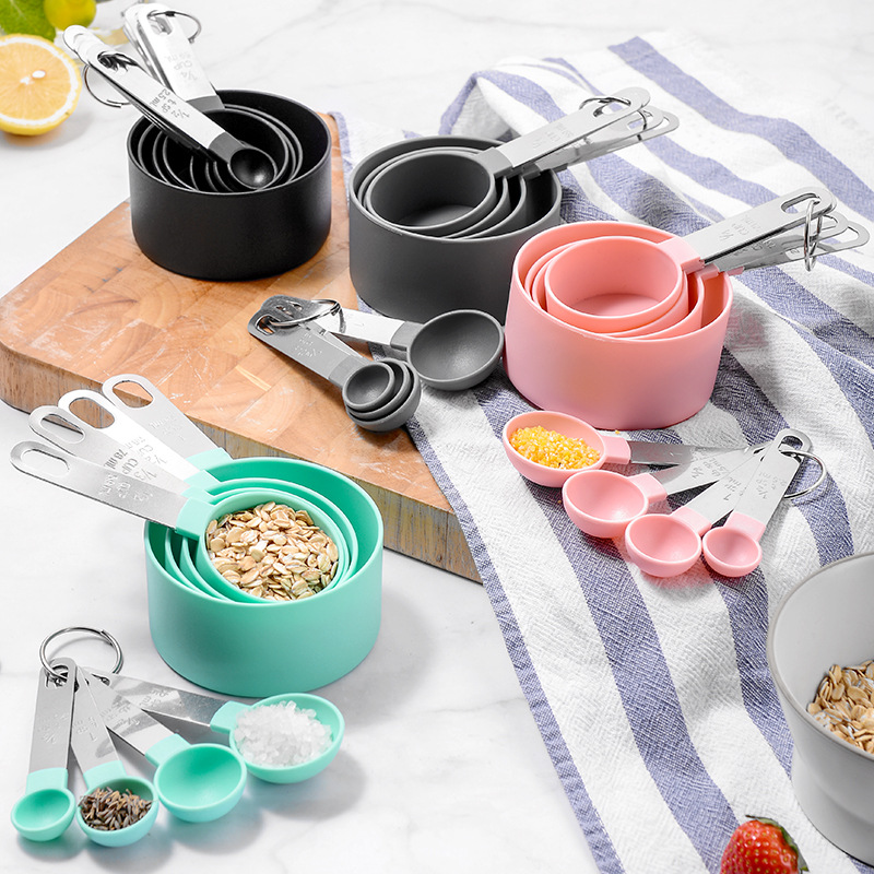 Picture of New stainless steel handle measuring cup 8 piece set plastic measuring spoon measuring spoon Baking set kitchen gadget measuring spoon