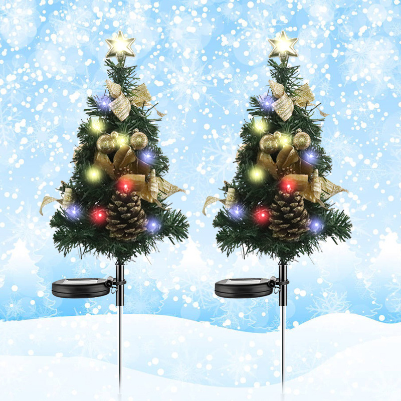 New solar LED four-color Christmas tree ground lamp outdoor decoration Christmas courtyard lawn garden landscape lamp