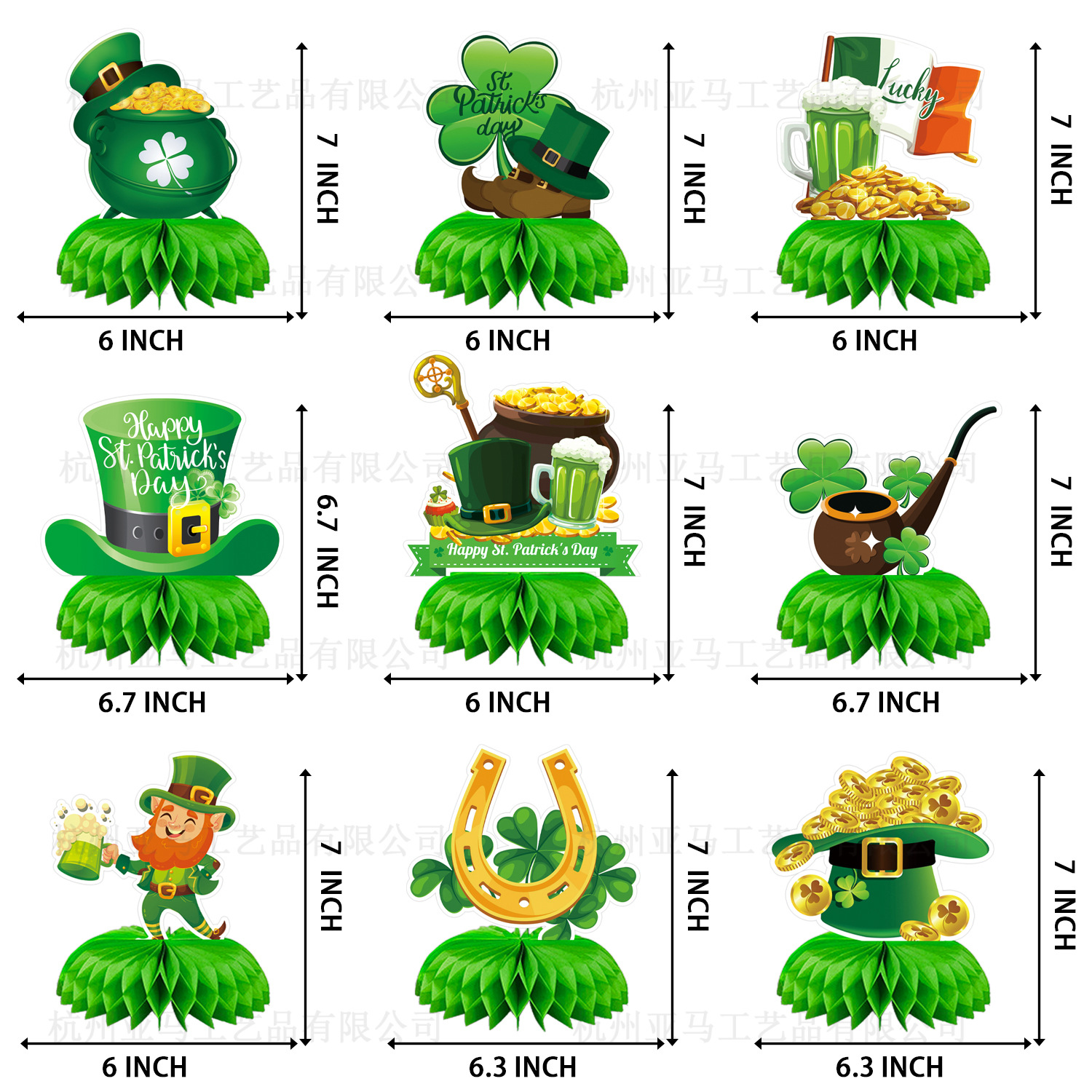 Picture of St Patrick's Day party decoration supplies Irish day honeycomb decoration Clover desktop honeycomb table
