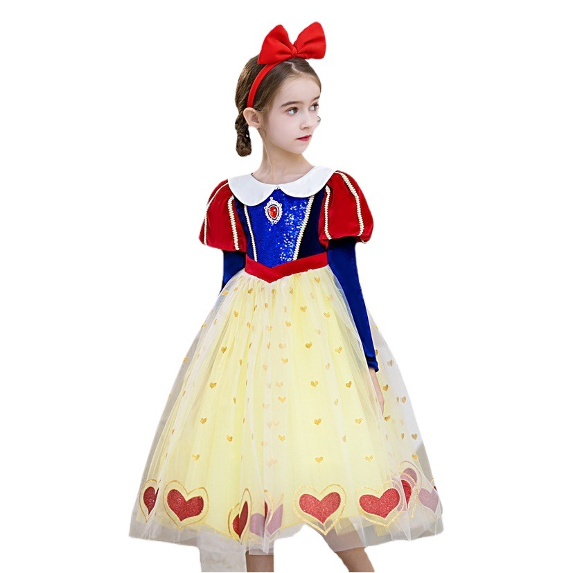 Princess Style 2025 Tutu Skirt Floral Gauze Skirt Student Girl Princess Dress Snow White Stylish Headband