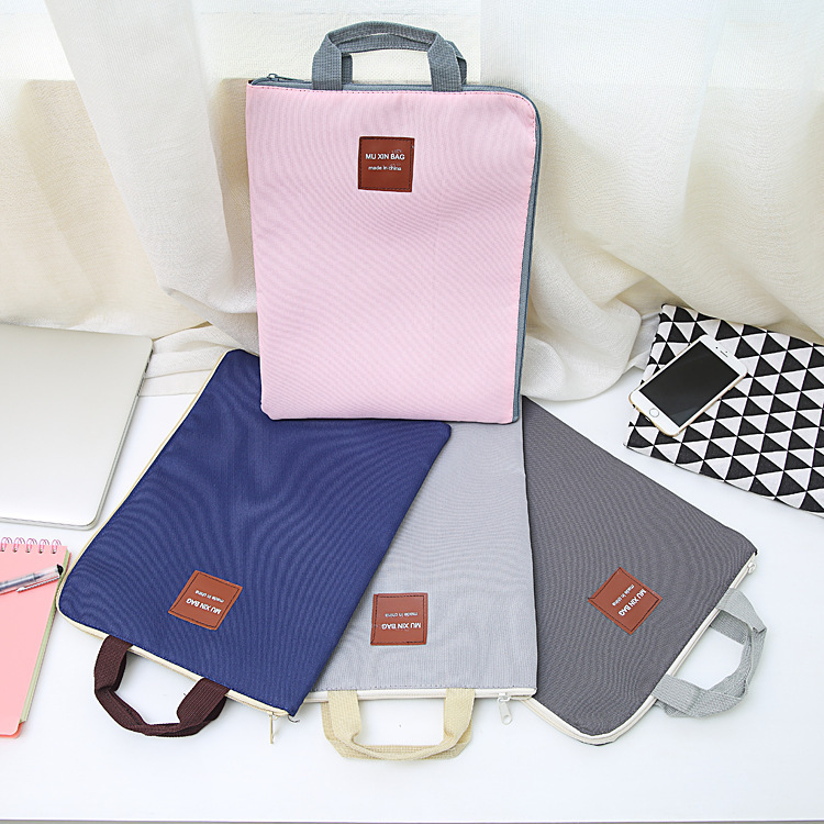 South Korea zipper multi-functional multi-layer A4 file bag portable iPad computer bag mobile phone Oxford canvas briefcase