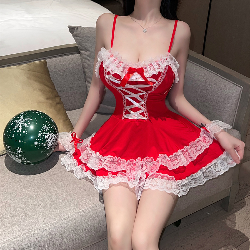 Picture of Sexy Underwear Deep V Sling New Year dress Uniform COS Christmas Maid Cosplay
