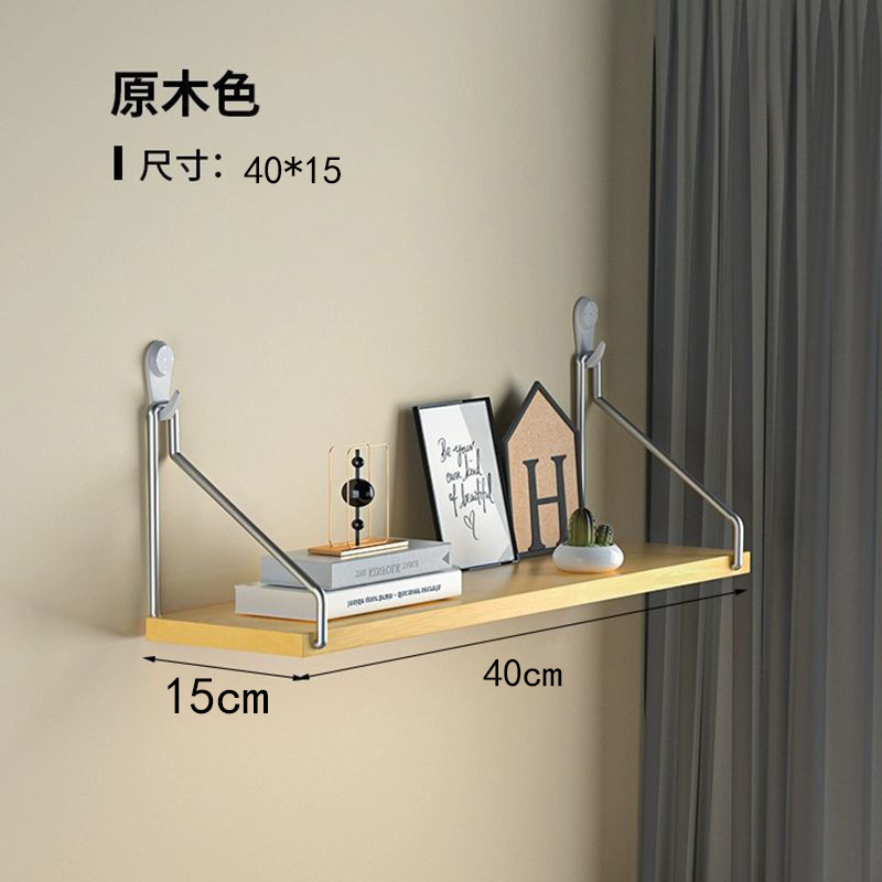 Picture of No-Drill Wall-Mounted Wrought Iron Living Room Entrance Wall Decoration Bedroom Wall Bookshelf Single Shelf Wall Storage Rack
