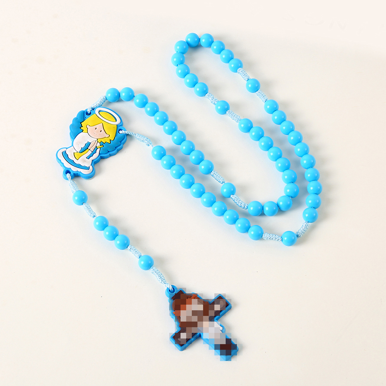 Children's rosary cross necklace cross-border jewelry beaded cartoon woven Rosary communion party gifts wholesale