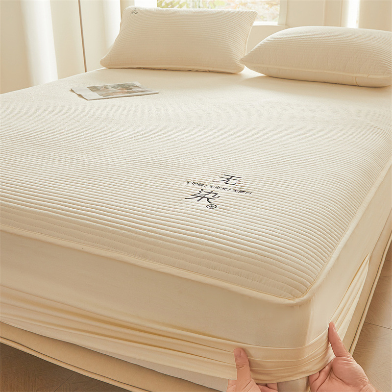 Class A cotton quilted fitted sheet single piece pure cotton 100 bedspread Simmons mattress protective cover bedspread non-slip dust cover