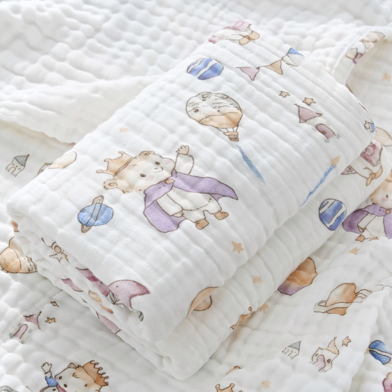 Picture of Baby Bath Towel Pure Cotton Wholesale Pure Cotton Four-Layer Gauze Newborn Wrap Summer Newborn Baby Supplies Children's Blanket