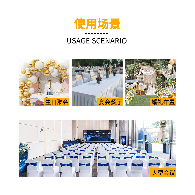 Picture of Chair Cover Bow Tie Hotel Wedding High-end Light Luxury Red Chair Back Flower Decoration Satin Diding Ribbon
