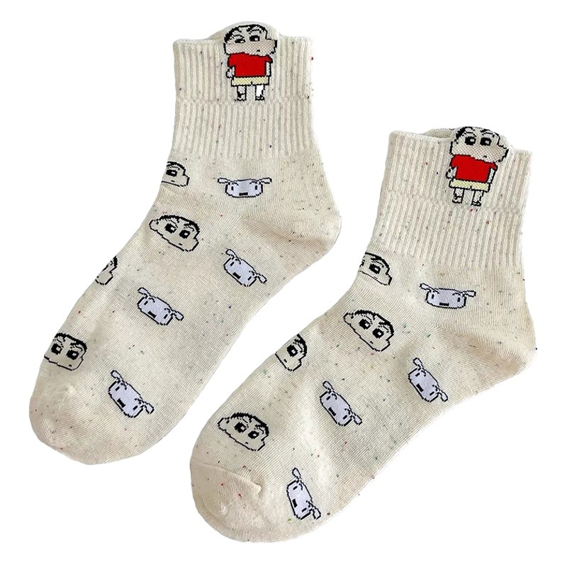 Japanese cartoon socks women's mid-calf socks cute funny three-dimensional dotted yarn ins trendy all-match Sports cotton socks