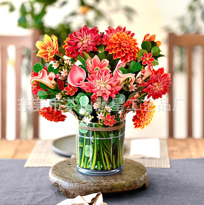Picture of 3D Greeting Card Valentine's Day Mother's Day Paper Hand-Held Flowers Thank You Blessing Gift Manufacturer Wholesale Holiday Limited Edition