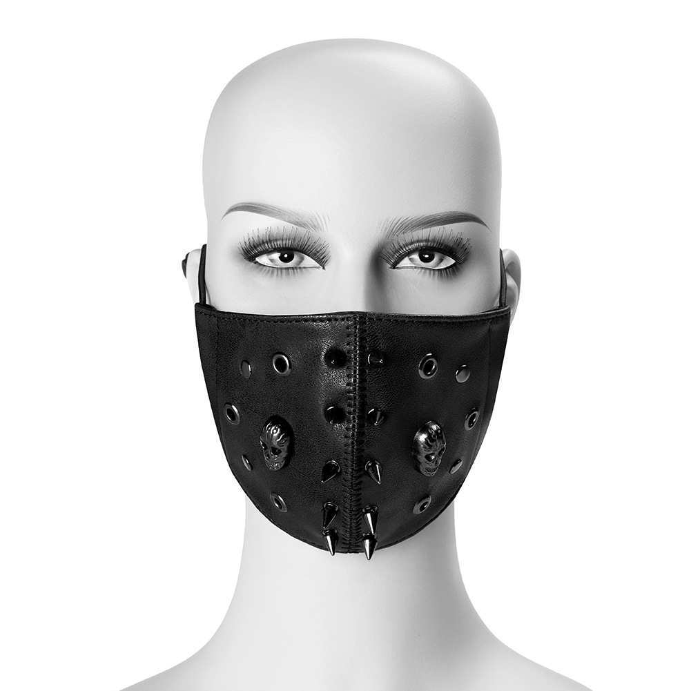 Picture of Cross-border foreign trade punk rock ROCK locomotive PU skin skull skull dust mask skull mask jewelry