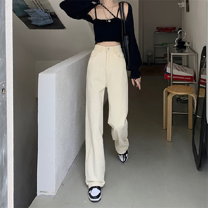Picture of 885 jeans women's personalized high waist wide leg pants slimming straight pants loose ins trendy loose niche high street