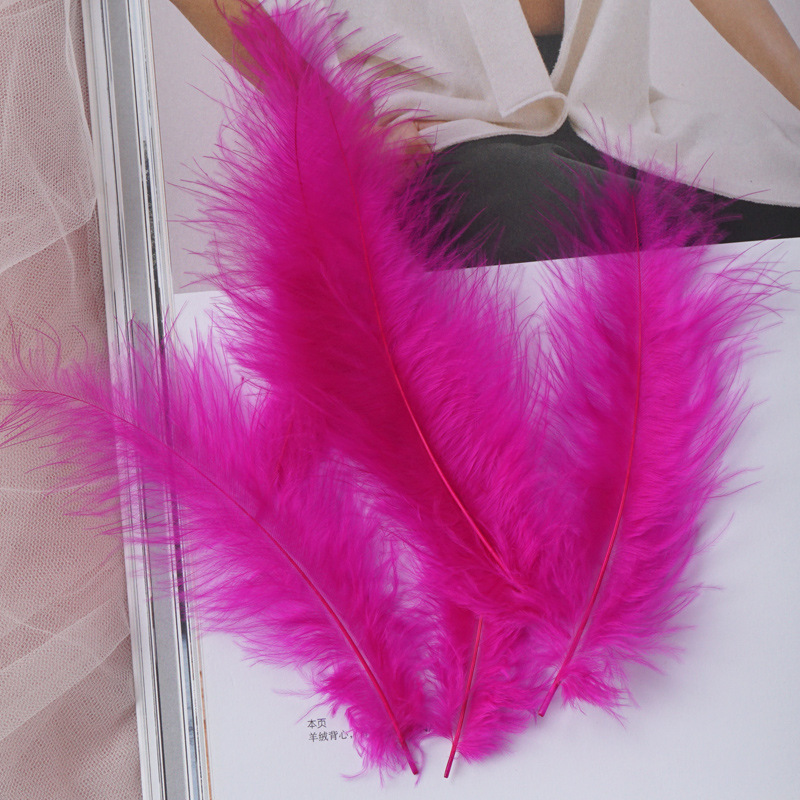 Picture of Colorful Turkey Hair Pointed Tail Velvet Dream Catcher Material Wave Ball Gift Box Filler Shooting Props Feather Decoration