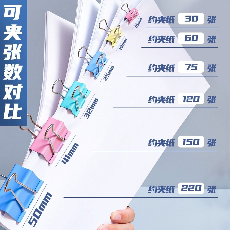 Picture of Deli color long tail clip ticket clip dovetail clip data clip 1-6# large, medium and small metal iron clip wholesale