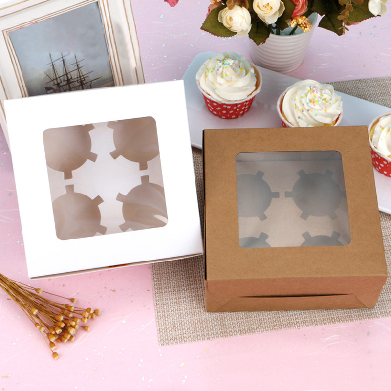 Amazon 4 grain CUPCAKE paper cup cake box egg tart snowflake crisp packaging bag nougat packing box wholesale
