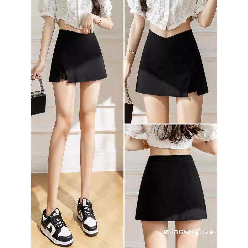 Black Split Skirt Women's Spring and Summer 2024 New Arrival Irregular Skirt Slight Anti-walking Skirt Hip Skirt