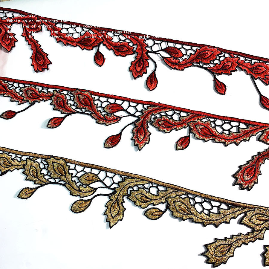 New Chinese Lace Lace Beauty Sense Clothing All-match Phoenix Tail Embroidery Thin Thread Machine Embroidered Bar Code Lace