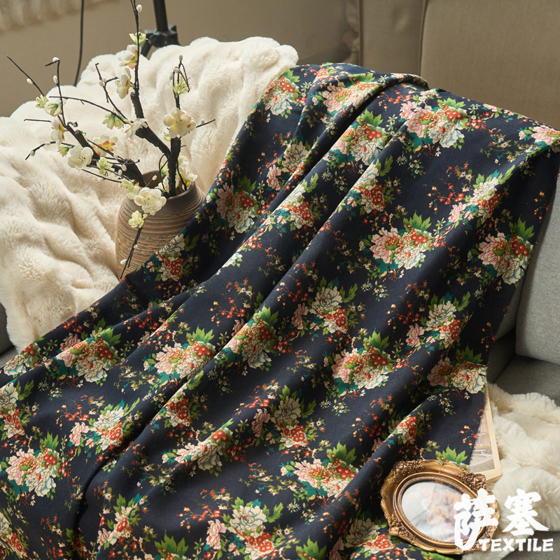 Picture of Hemp Cotton Digital Printing Fabric Ethnic Style Retro Style Bohemian Fabric Hotel Pillow Bar Tablecloth