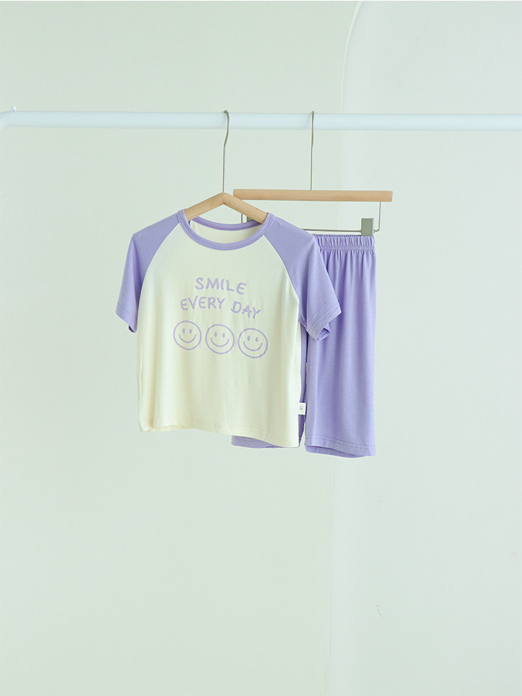 Picture of 2025 Children's Summer Modal Cartoon Pajamas for Boys and Girls Seven-point Raglan Sleeve Home Baby Air-conditioning Clothes suit