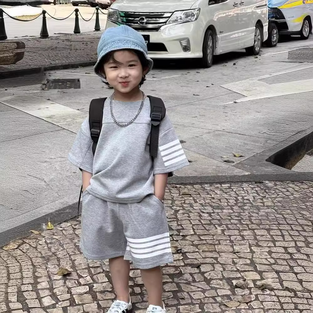 Children's Summer Dress suit 2025 New Children's Fashionable Western Style Sports Children's Wear Two-piece Set for Boys and Girls in Summer