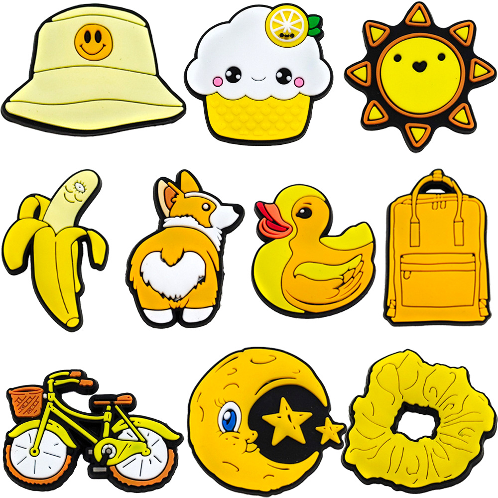 Yellow line small fresh cute cartoon hole shoes shoes flower shoe buckle DIY soft rubber garden shoes