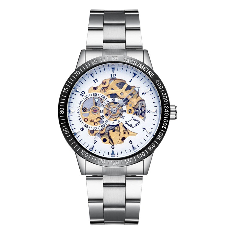 Cross-Border Men's automatic mechanical watch fashion hollow waterproof luminous fashion mechanical men's watch factory wholesale