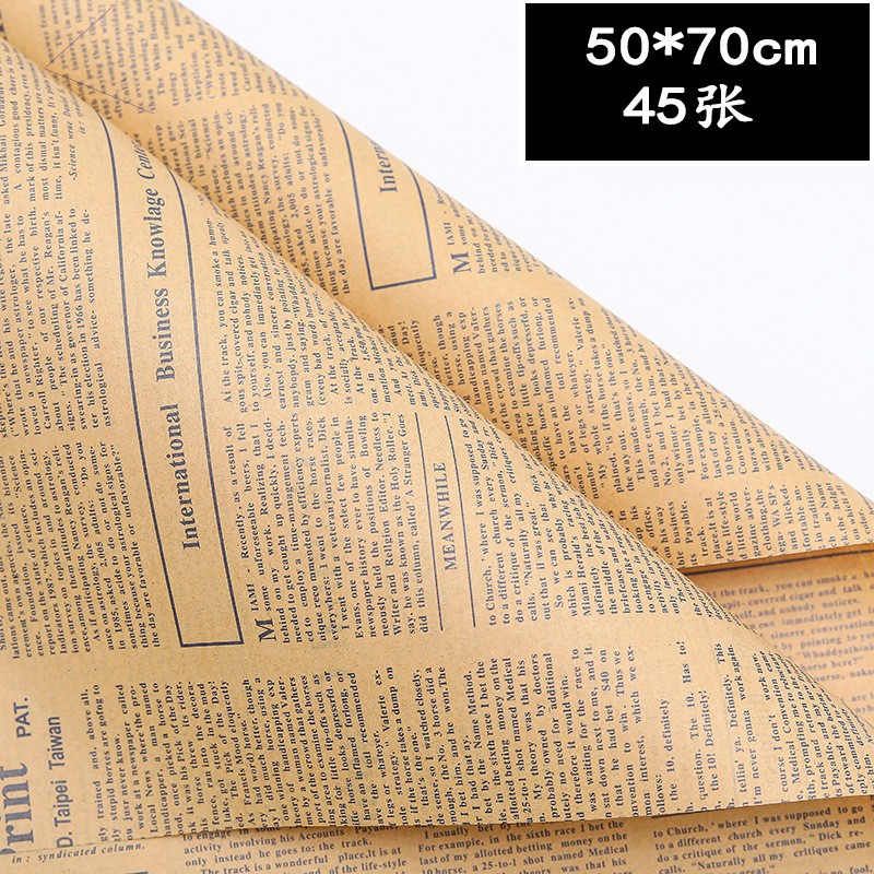 Picture of Flower Wrapping Paper Materials Wholesale Bouquet Gift Wrapping Paper Retro Flower Wrapping Kraft Paper Sunflower English Newspaper