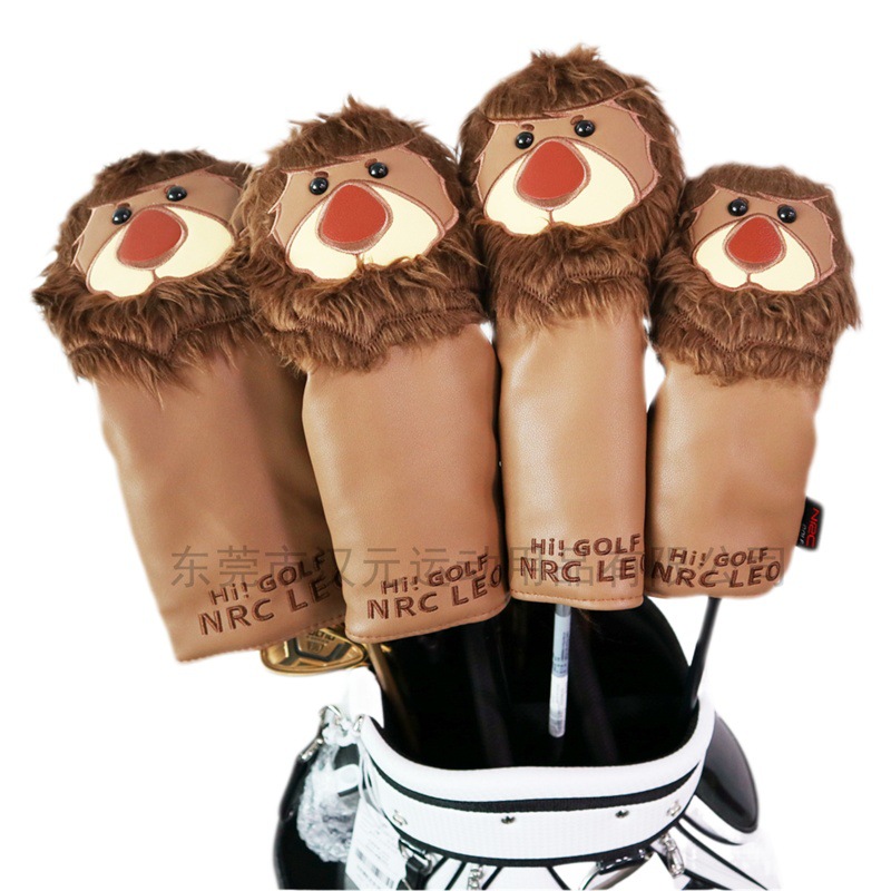 New Golf Club Cover Wooden Club Cover Driver Fairway Wood Chicken Leg Ball Head Protective Cover Pu Lion