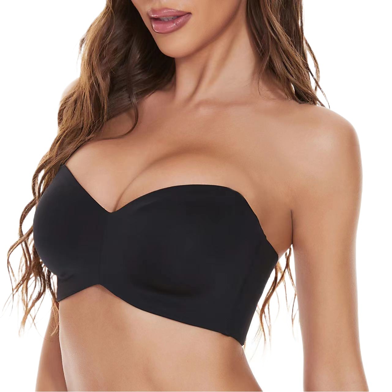 Amazon Europe and the United States cross-border large size breast tube top gathered non-slip sexy invisible bra thin seamless underwear women