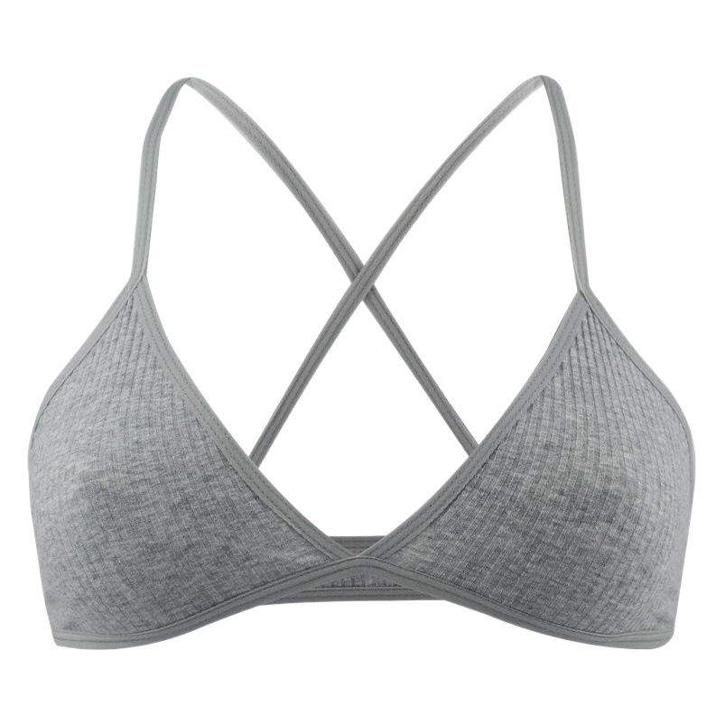 Picture of Thin cotton bralette cross back triangle cup without steel ring comfortable breathable bra light thread underwear