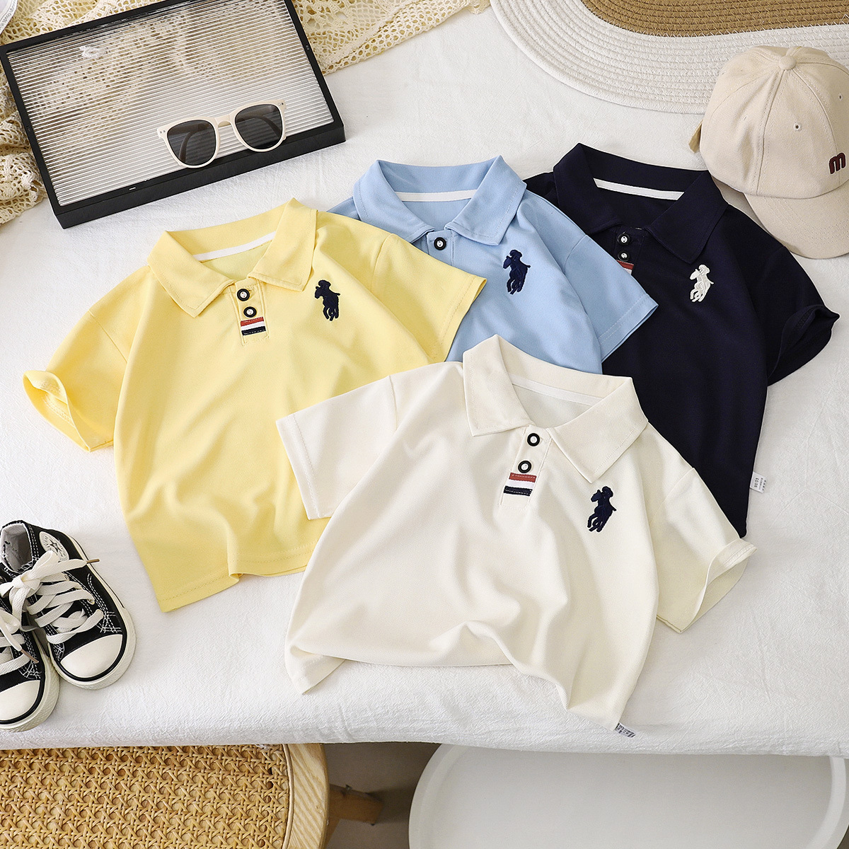 Boys' POLO Shirt Summer New Arrival Embroidered Baby Casual Lel Children's Short Sleeve T-Shirt 2025 Summer Children's Wear Batch