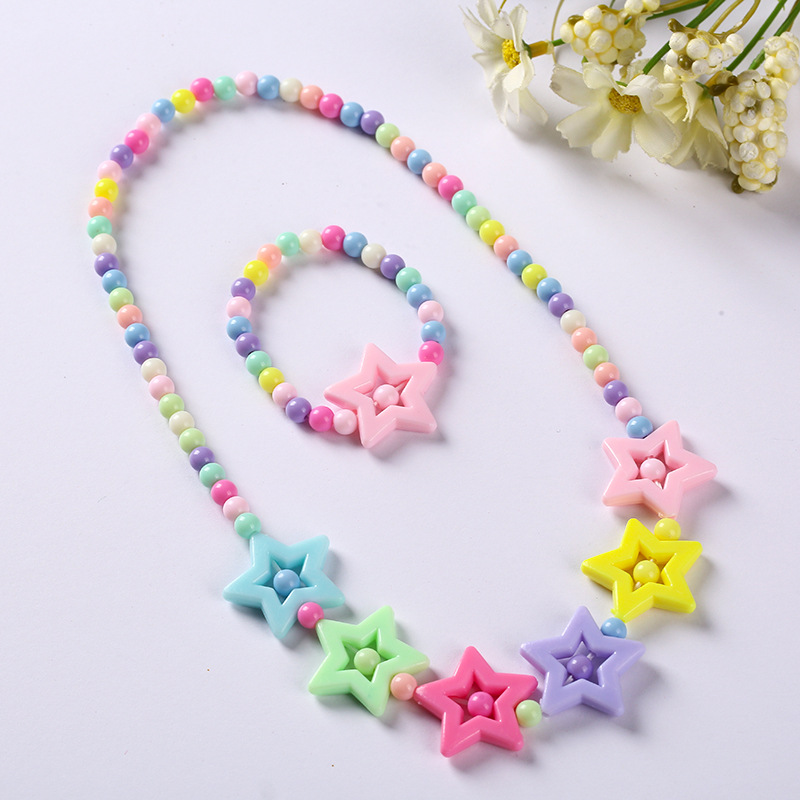 Picture of Korean version of candy color necklace children's spot jewelry beads necklace bracelet two-piece set Yiwu jewelry wholesale