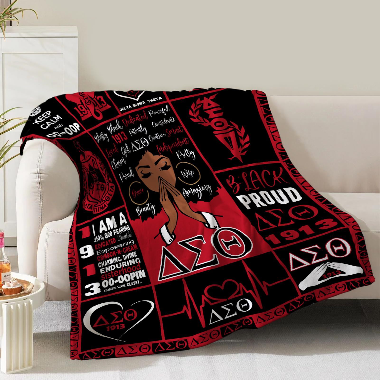 Picture of Cross Border AKA Girl Blanket Sorority Gift Soft Flannel Blanket Sisterhood Blanket for Women
