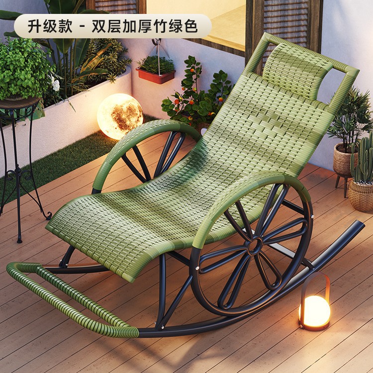 Picture of Imitation Rattan Rocking Chair for Adults, Lunch Break Balcony, Home Leisure, Sleeping and Lying, Summer Living Room, Leisure Lounge Chair for the Elderly