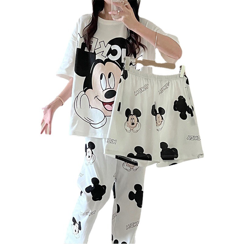 Cross-border Pajamas Women's Three-piece Set Loose Direct Selling Southeast Asian Summer Cute Tiktok Explosions Foreign Trade Home Service suit