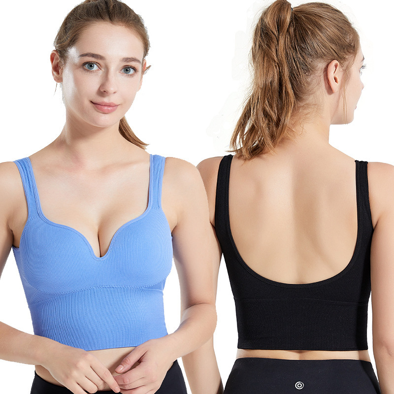 3D Seamless Sports Bra Underwear Women's Summer High Strength Shockproof Beauty Back Fixed Chest Pad Vest Integrated Fitness Cross-Border