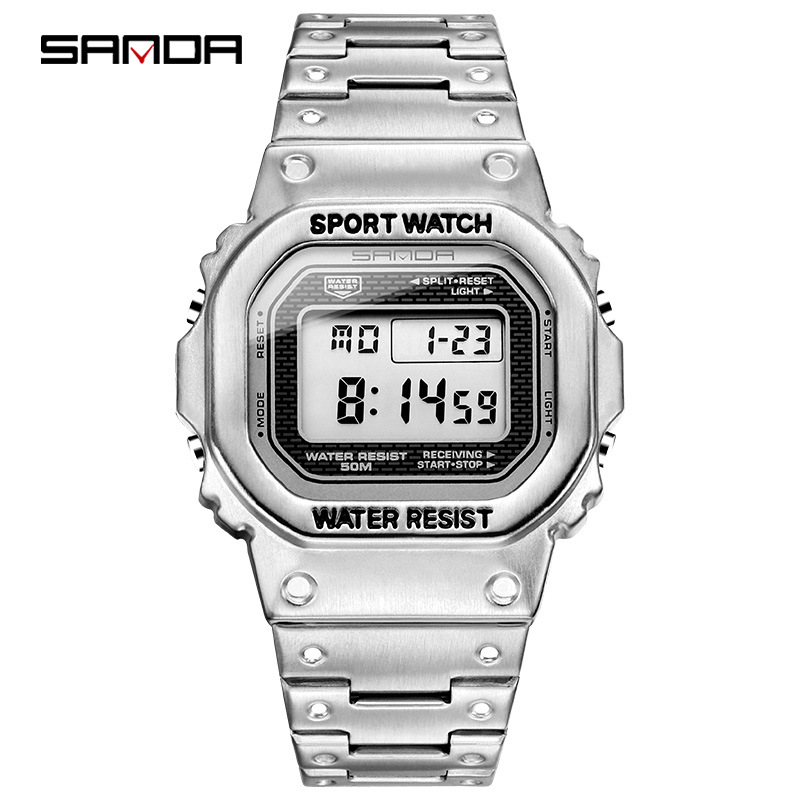 Sanda New Fashion Men's Business Watch Outdoor Sports Personalized Square Digital Electronic Watch