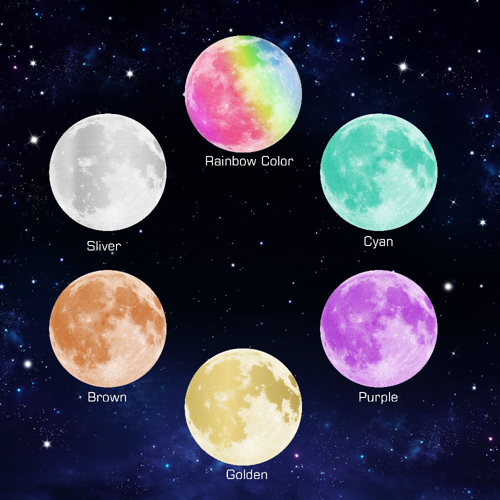 40cm Luminous Color Moon Blue Light Green Light Super Bright Luminous Round Wall Stickers Children's Room Decorative Luminous Stickers