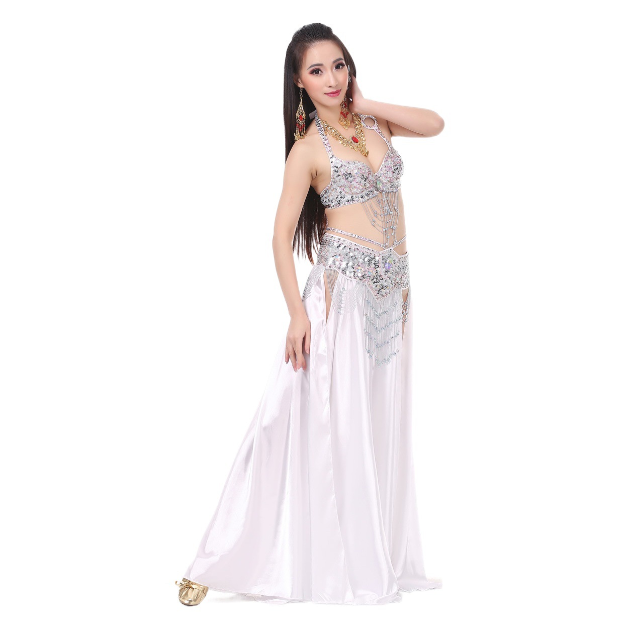 802 Double Split Slip Skirt Belly Dance suit Belly Dance Performance Costume Belly Dance Performance suit Performance Costume