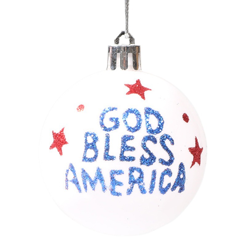 Cross-border supply chain New US Independence Day Christmas plastic ball Christmas tree hand-painted ball set